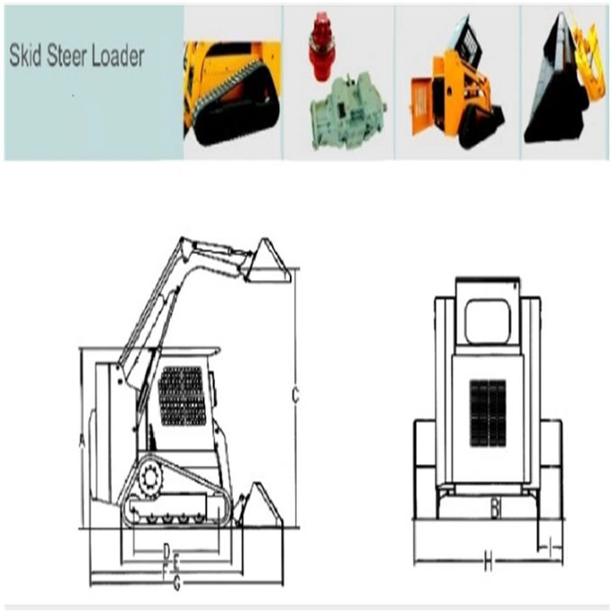 Hydraulic Motor Skid Steer Loader 1400kg Tipping Load 50hp Power